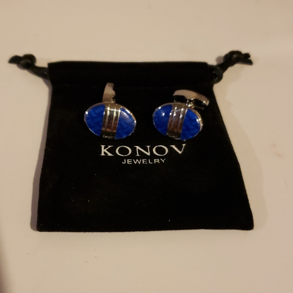 KONOV Men's Rhodium  Cufflink